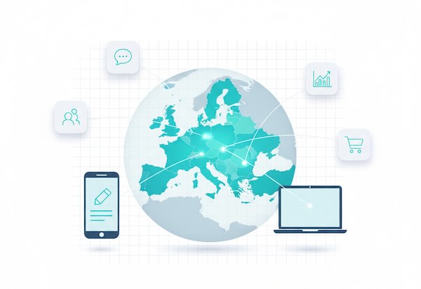 EU visitors connected to forms, comments, analytics, and checkout icons