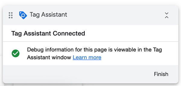 GTM Tag Assistant showing GA4 tag successfully fired on page load