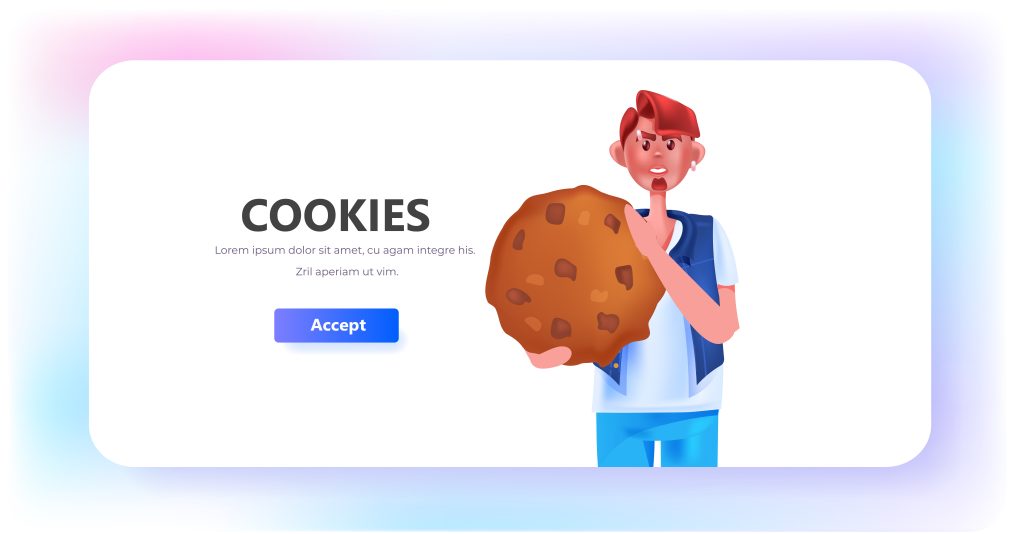 3D illustration of broken cookie banner representing cookieless tracking without consent prompts